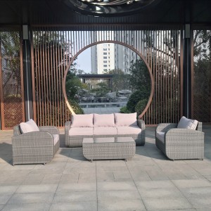 5pc Garden Sofa Set- Outdoor Rattan sofa & drawer coffee table