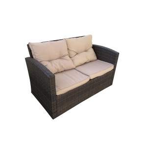 6Pc Patio conversation set -Rattan sectional sofa storage box table