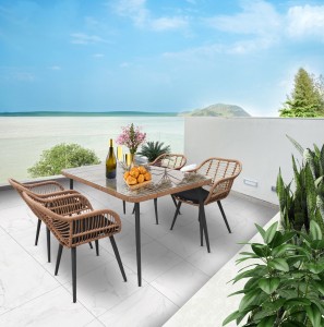5pcs patio dining set rattan dining chairs and table