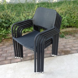 Patio Rattan dining chair stackable armrest chairs