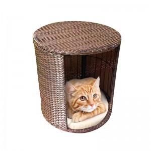 Rattan Cat Bed portable cat caves Pet Nest Side Table