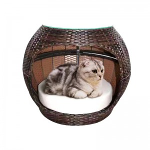 Rattan cat bed pet nest cat caves hooded pet bed
