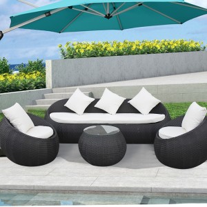 4Pc classic outdoor round egg sofa rattan patio conversation set