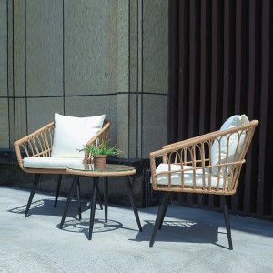 3Pc Patio Conversation set Rattan Bistro Set