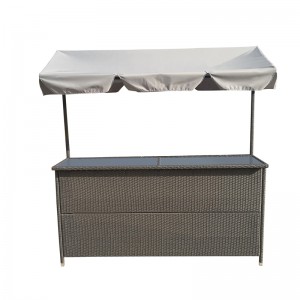 Outdoor bar counter garden rattan counter table with polyester roof