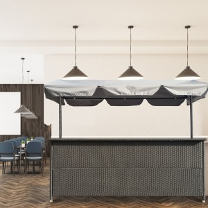 Outdoor bar counter garden rattan counter table with polyester roof