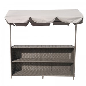 Outdoor bar counter garden rattan counter table with polyester roof