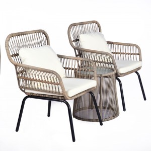 Garden bistro set cafe set rope woven chairs and table for Patio balcony