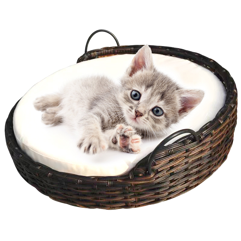 Round-pet-bed-w-handles-Rattan-cat-&-dog-bed