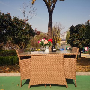 3Pc Patio wicker space-saving bistro furniture rattan dining table set