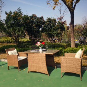 3Pc Patio wicker space-saving bistro furniture rattan dining table set
