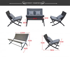 4pcs rattan chairs set folding dining chairs and table
